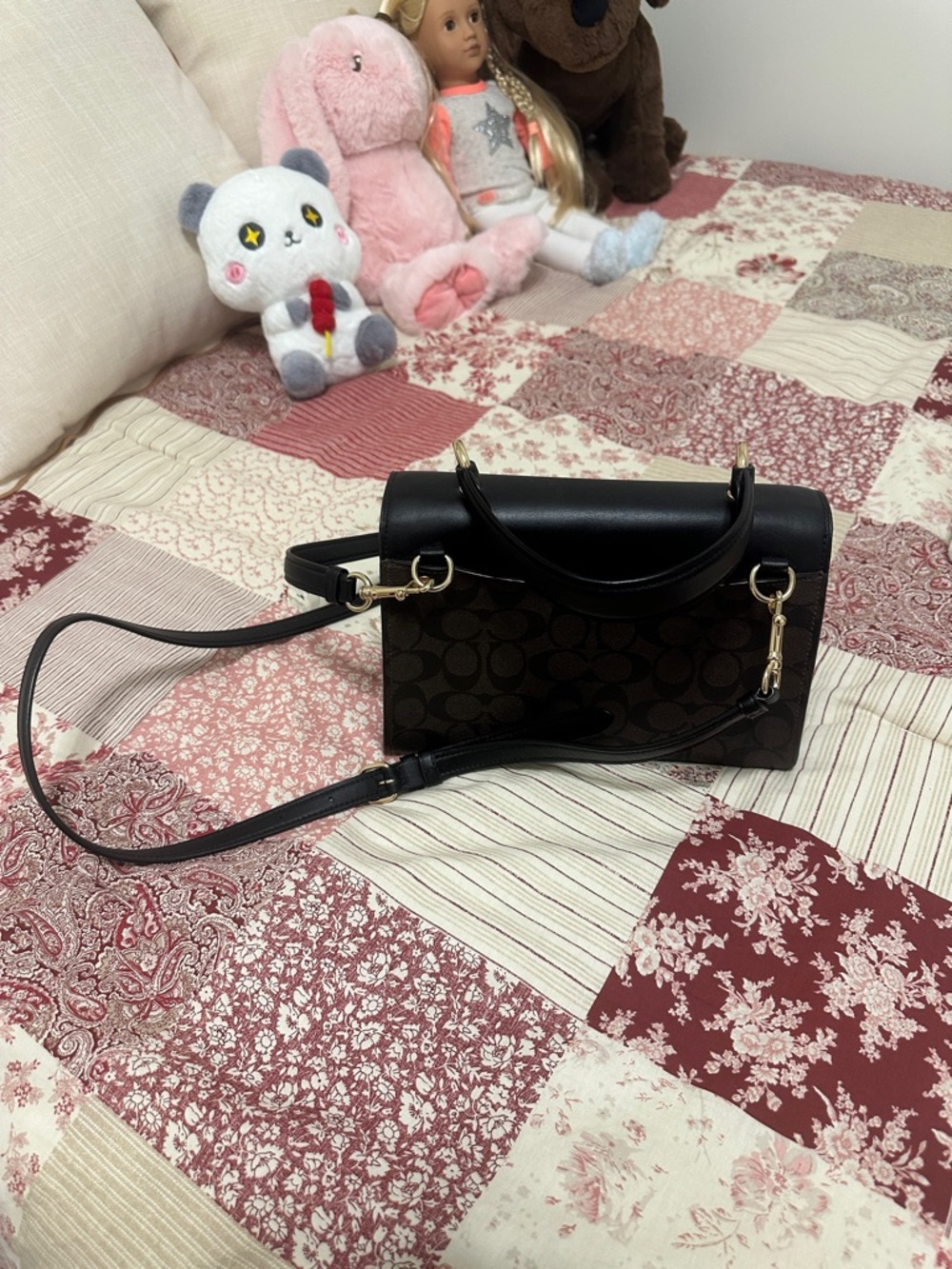 Coach Black and Brown Signature Canvas Top-Handle Crossbody - Picture 2 of 4